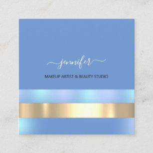 Professionell Makeup Artist Holograph Rosa Blue Fyrkantigt Visitkort