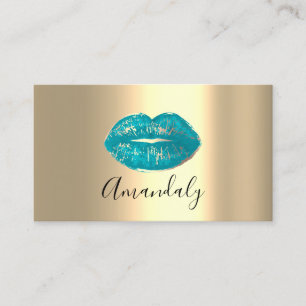 Professionell Makeup Artist Kiss Läppar Blue Guld Visitkort