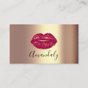 Professionell Makeup Artist Kiss Läppar Golden Re Visitkort