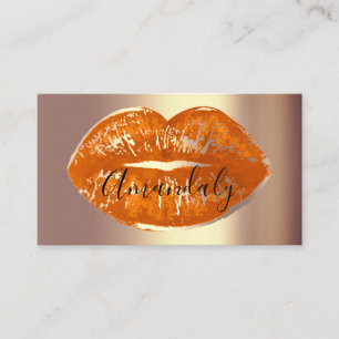 Professionell Makeup Artist Läppar Coral Guld Kiss Visitkort