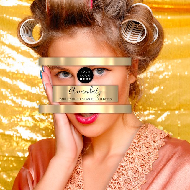 Professionell Makeup Artist Lash Anpassningsbar Lo Visitkort (Professional Makeup Artist Lash Custom Logo Gold Business Card)
