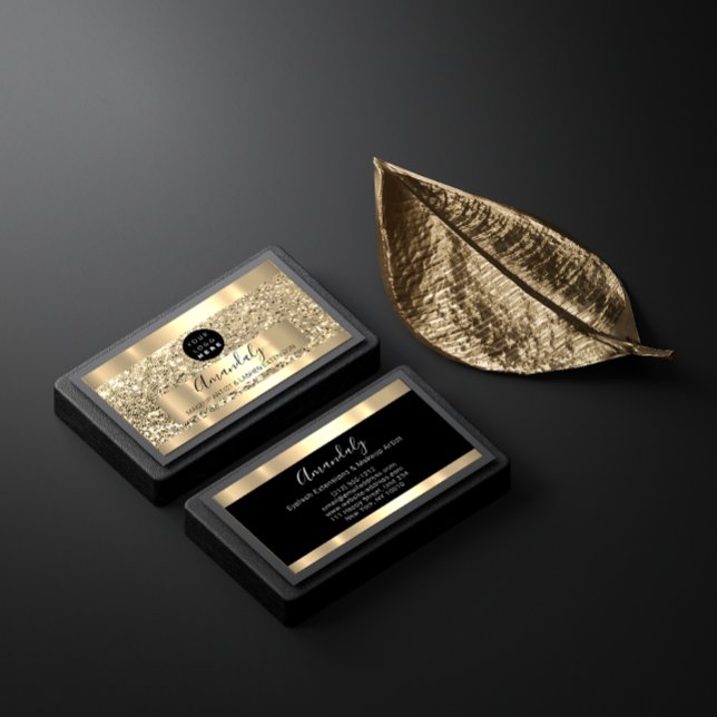 Professionell Makeup Artist Lash Anpassningsbar Lo Visitkort (Professional Makeup Artist Lash Custom Logo Gold Business Card)