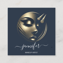 Professionell Makeup Artist Lash Logotyp QR Blue Fyrkantigt Visitkort