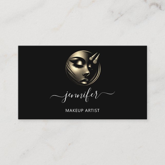 Professionell Makeup Artist Lash Logotyp QRCodeBla Visitkort (Framsida)