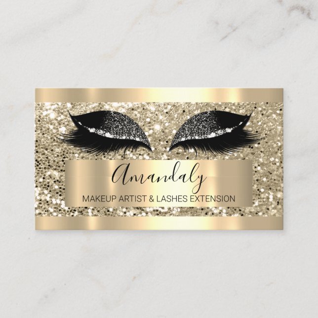 Professionell Makeup Artist Lash Öga Glitter Guld Visitkort (Framsida)
