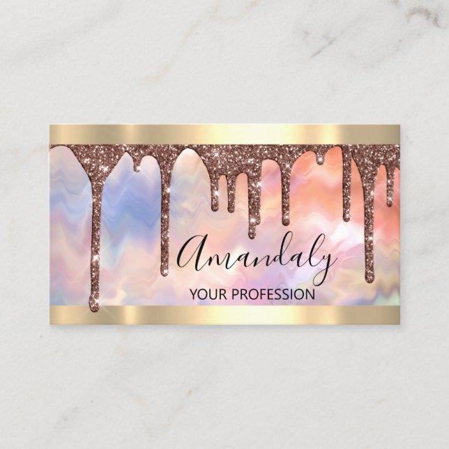 Professionell Makeup Artist Lash Ro Guld Holograp Visitkort (Framsida)