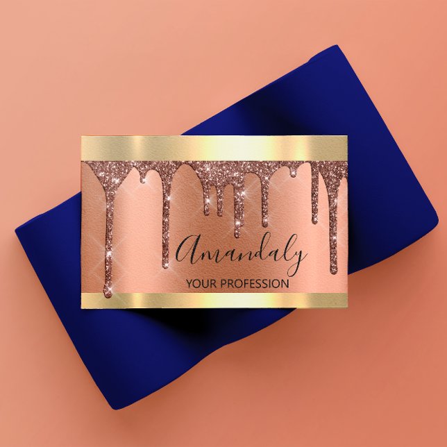 Professionell Makeup Artist Lash Ro Guld koppar Visitkort (Professional Makeup Artist Lashes Rose Gold Copper Business Card)