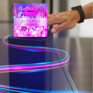 Professionell Makeup Artist Logotyp Lip Holograph Fyrkantigt Visitkort