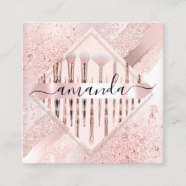 Professionell Makeup Artist Logotyp Penslar Ro Ros Fyrkantigt Visitkort