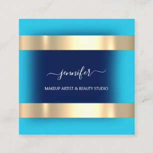 Professionell Makeup Artist Modern Rosa Blue Teal Fyrkantigt Visitkort