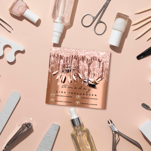 Professionell Makeup Artist Nagel Manicuant Ro Fyrkantigt Visitkort (Skapare uppladdad)