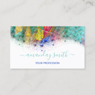 Professionell Makeup Artist Rainbow Abstrakt Blue Visitkort