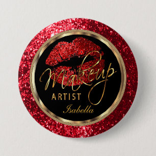 Professionell Makeup Artist - Red Glitter och Blac Knapp