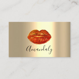 Professionell Makeup Artist Red Kiss Läppar Guld L Visitkort