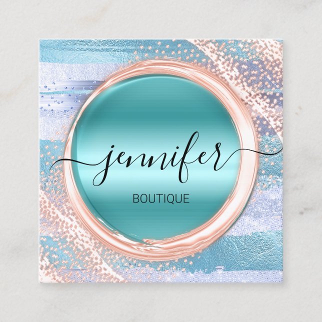 Professionell Makeup Artist Ro Blue Logotyp Fyrkantigt Visitkort (Framsida)