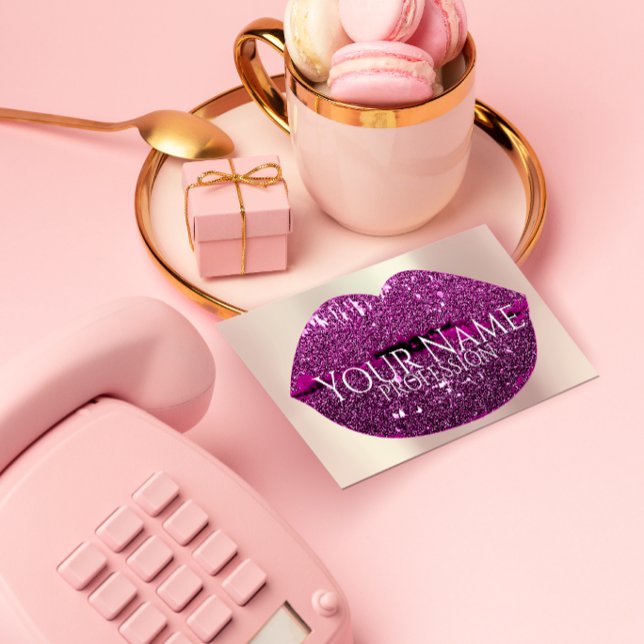 Professionell Makeup Artist Ro Glitter Lip Berry Visitkort (Skapare uppladdad)