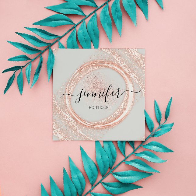 Professionell Makeup Artist Ro Grått Powder Logoty Fyrkantigt Visitkort (Professional Makeup Artist Rose Gray Powder Logo Square Business Card)
