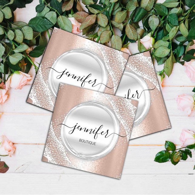 Professionell Makeup Artist Ro Silver Grått Logoty Fyrkantigt Visitkort (Skapare uppladdad)