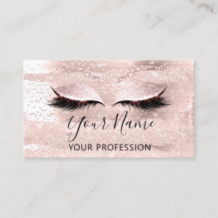 Professionell Makeup Artist Rosa Eyelash Extension Visitkort
