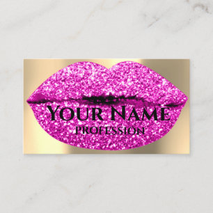 Professionell Makeup Artist Rosa Glitter Läppar G Visitkort