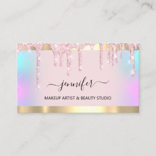 Professionell Makeup Artist Rosa Holograph Drift L Visitkort