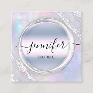 Professionell Makeup Artist Silver Holograph Logot Fyrkantigt Visitkort