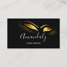 Professionell Makeup Black White Guld Eyelash Visitkort