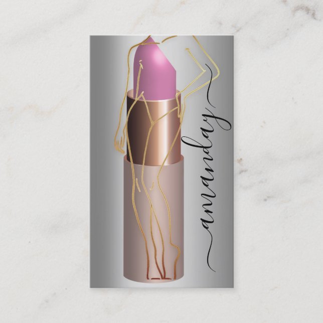 Professionell Makeup Body Lipstick QR-kod Grått Visitkort (Framsida)