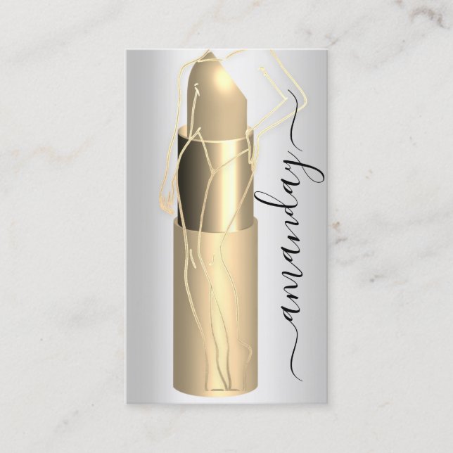 Professionell Makeup Body Lipstick QR-kod Silver Visitkort (Framsida)