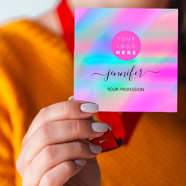 Professionell Makeup Boutique-Logotyp QR-kod Konst Fyrkantigt Visitkort (Professional Makeup Boutique Logo QR Code Artistic Square Business Card)