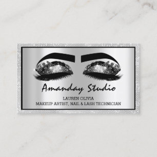 Professionell Makeup Eyelash Black Grått Möte Visitkort