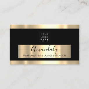 Professionell Makeup Eyelash Extension Guld Logoty Visitkort