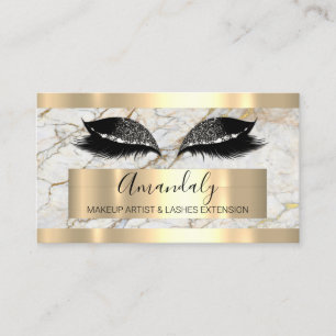 Professionell Makeup Eyelash Extension Marble Guld Visitkort