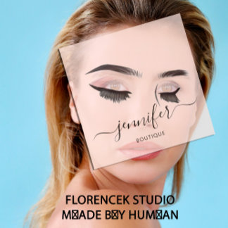 Professionell Makeup Eyelash Extension Rosa Fyrkantigt Visitkort