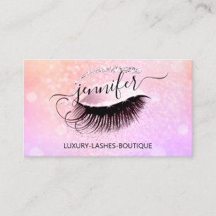 Professionell Makeup Eyelash QR Code Rosa Holograp Visitkort