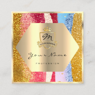 Professionell Makeup Geometry Initial Monogram Gul Fyrkantigt Visitkort