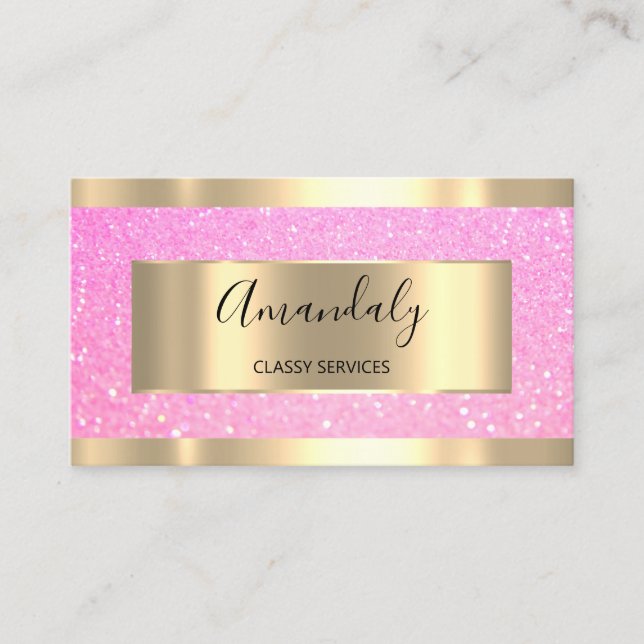 Professionell Makeup Holograph Guld Glitter Ro Visitkort (Framsida)