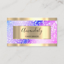Professionell Makeup Holograph Guld Glitter Rosa Visitkort