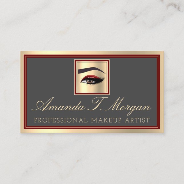 Professionell Makeup Lash Extension Brow Burgundy Visitkort (Framsida)