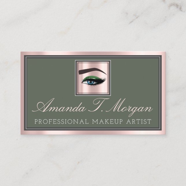 Professionell Makeup Lash Extension BrowPink-Grönt Visitkort (Framsida)