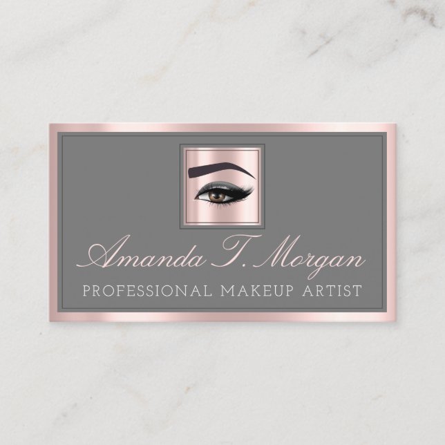 Professionell Makeup Lash Extension Brows Grått Ro Visitkort (Framsida)