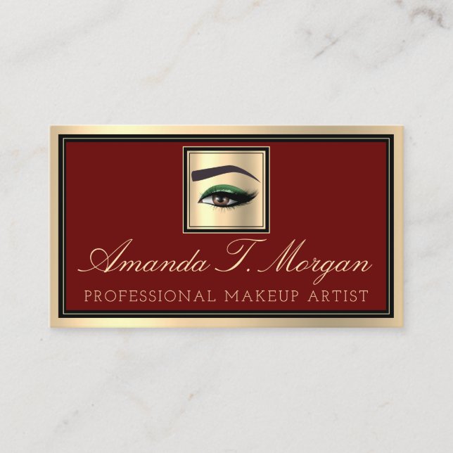 Professionell Makeup Lash Extension Eyebrow Burgun Visitkort (Framsida)
