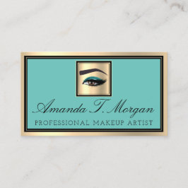 Professionell Makeup Lash Extension Eyebrow Teal Visitkort