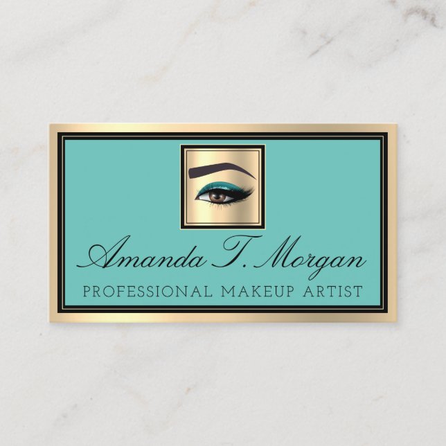 Professionell Makeup Lash Extension Eyebrow Teal Visitkort (Framsida)