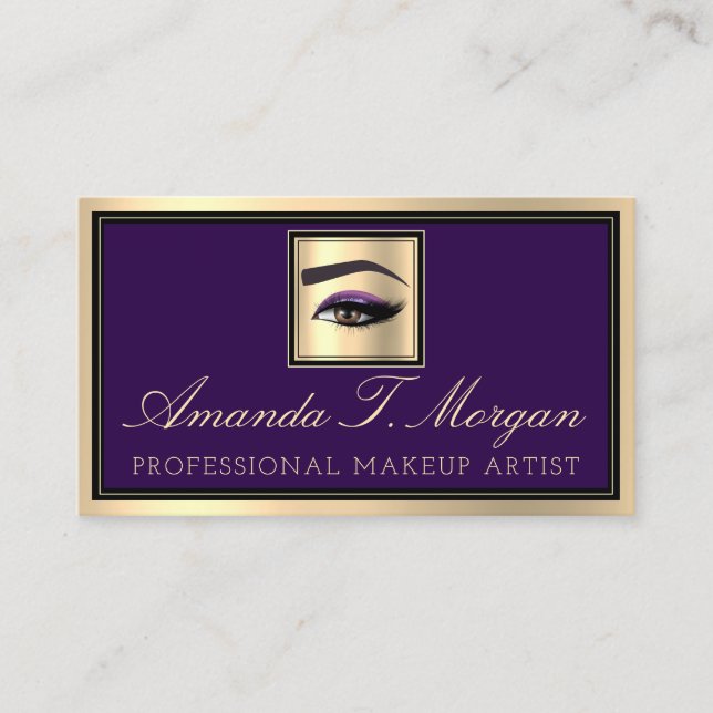 Professionell Makeup Lash Extension Eyebrow Violet Visitkort (Framsida)