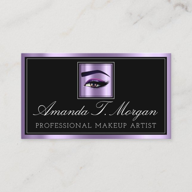 Professionell Makeup Lash Extension Eyebrows Lila Visitkort (Framsida)