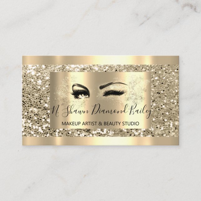 Professionell Makeup Lash Guld Framed Glitter Spar Visitkort (Framsida)