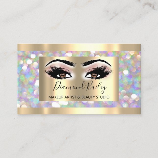 Professionell Makeup Lash Holograph Brows Öga Visitkort (Framsida)