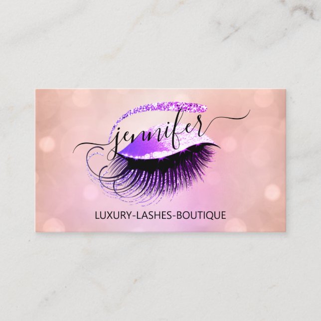 Professionell Makeup Lash QR Code Rosa Logotyp Lil Visitkort (Framsida)