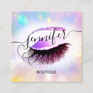 Professionell Makeup - Lash QR-kod Holografisk Ros Fyrkantigt Visitkort